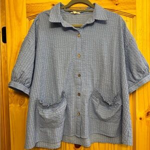 Entro Blue Striped Blouse